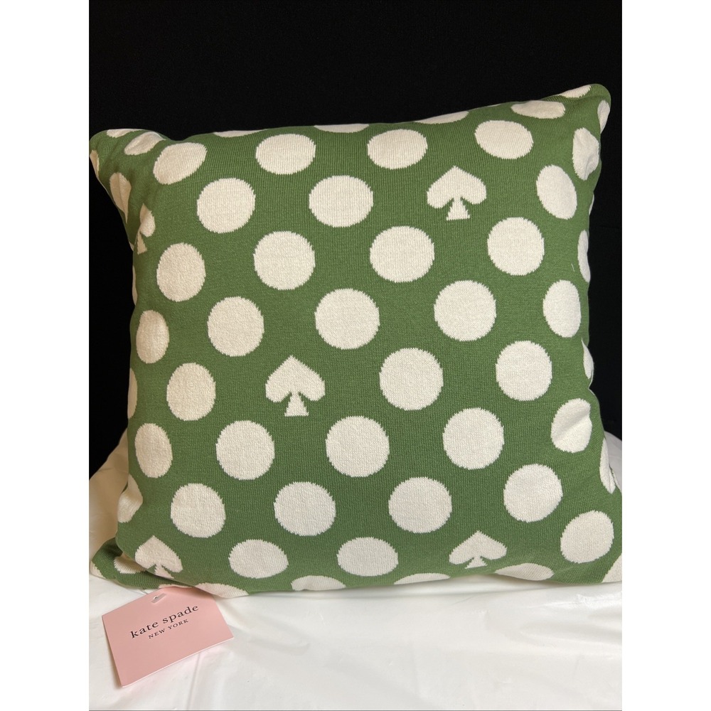 Kate Spade Of New York Green Polka Dot Throw Pillow 18 X 18" Caro Dot-green